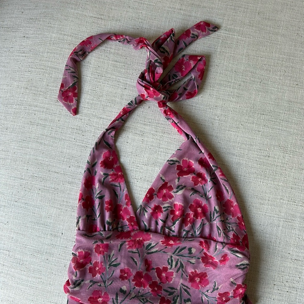 Skatie Floral Backless Dress - Red and Pink - Picture 2 of 4